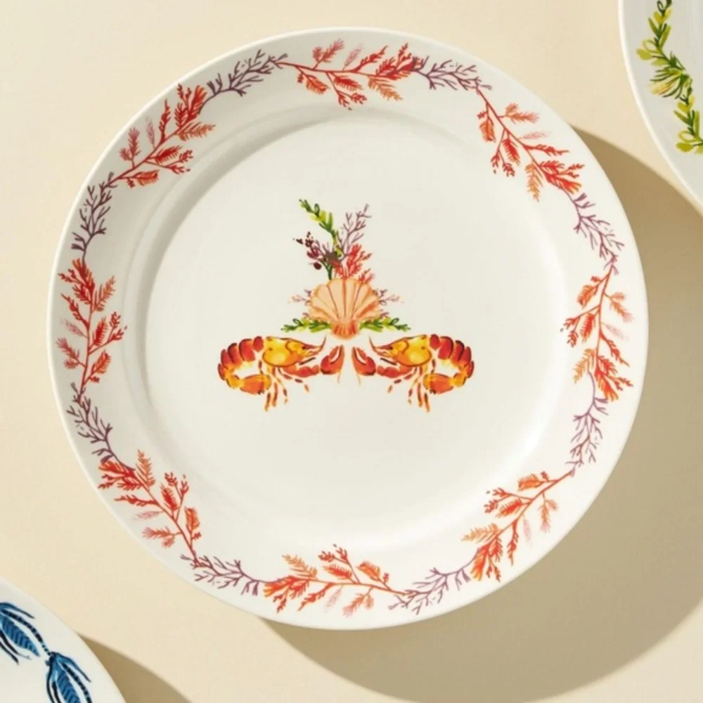 Anthropologie August Wren Shrimp 🦐 Dinner Plate